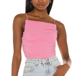 New NWT Superdown Jessa Pink Ruched Tank Top Large L